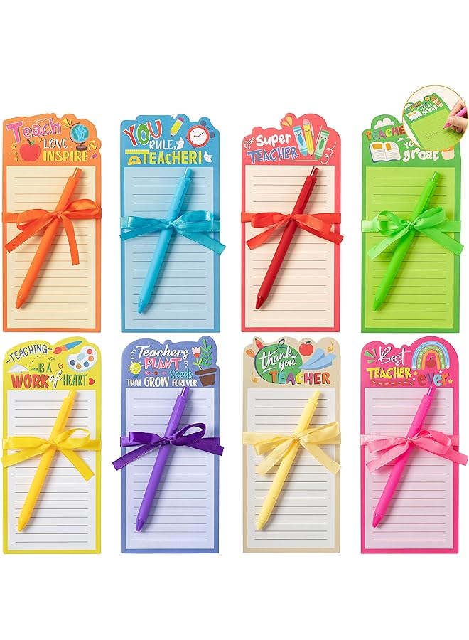 ANGOLIO 8 Sets Funny Teacher Notepads With Pen Teacher Appreciation Gifts Colored Shopping List To Do Notes For School Office Teacher'S Day Birthday Present - Image 1