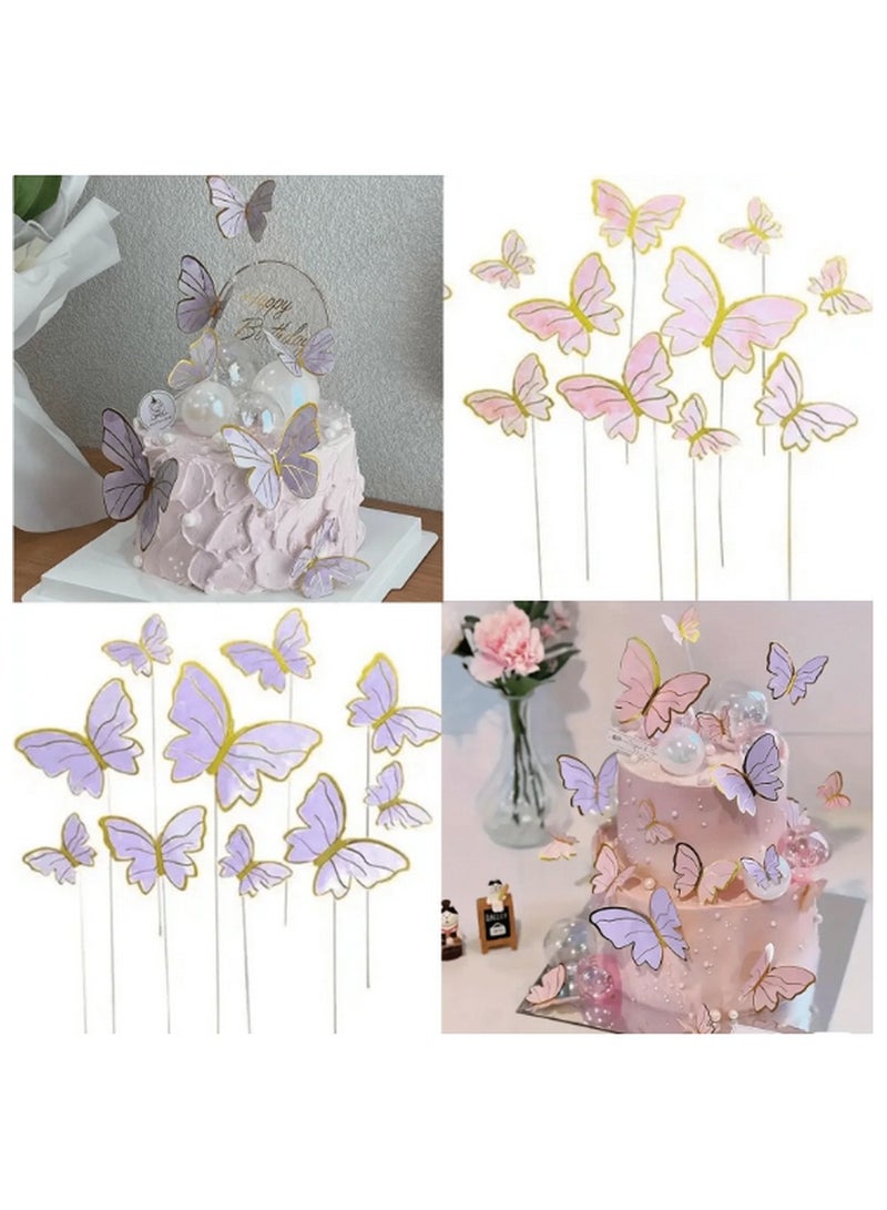 Pink Butterfly Decorative Picks – 10-Piece Floating Acrylic Ornaments with Gold Accents for Cakes & Crafts  - Image 4