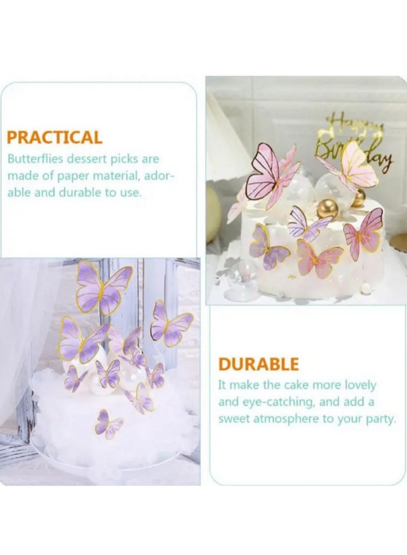 Pink Butterfly Decorative Picks – 10-Piece Floating Acrylic Ornaments with Gold Accents for Cakes & Crafts  - Image 5
