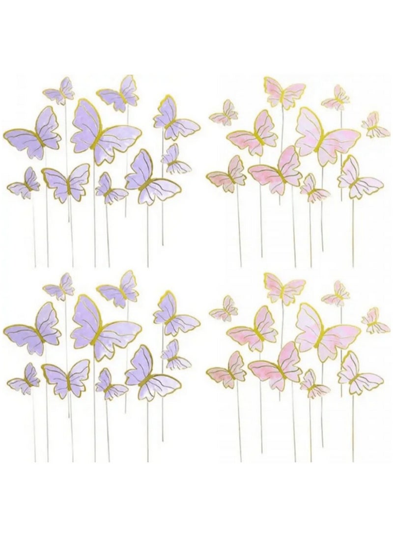 Pink Butterfly Decorative Picks – 10-Piece Floating Acrylic Ornaments with Gold Accents for Cakes & Crafts  - Image 3