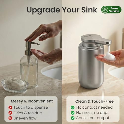GentleJet WaveJet Automatic Foaming Soap Dispenser Touchless Sensor USBC Rechargeable 304 Stainless Steel IPX5 Waterproof for Bathroom Kitchen Sink 12 oz 350 ml - Image 3