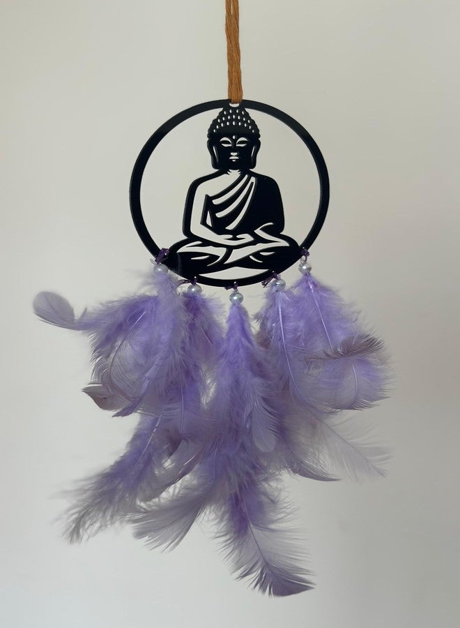 Agam Decors - 3.5” Dreamcatchers - Sitting Buddha with Lavender Feathers - Dreamcatcher for Cars | Home | Wall Hangings | Home Décor | Handmade Dreamcatcher for Bedroom | Balcony - Image 1