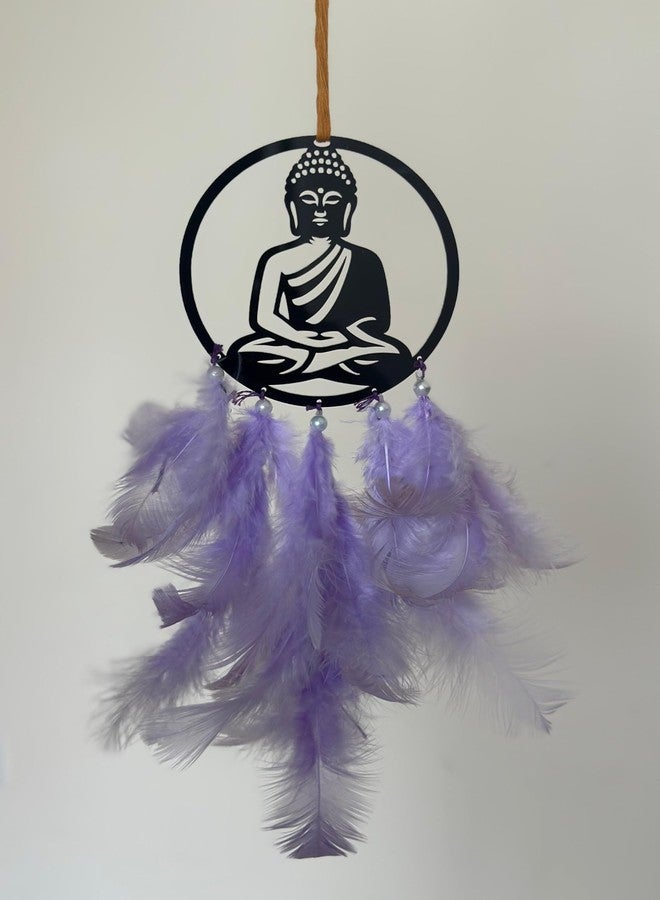 Agam Decors - 3.5” Dreamcatchers - Sitting Buddha with Lavender Feathers - Dreamcatcher for Cars | Home | Wall Hangings | Home Décor | Handmade Dreamcatcher for Bedroom | Balcony - Image 2