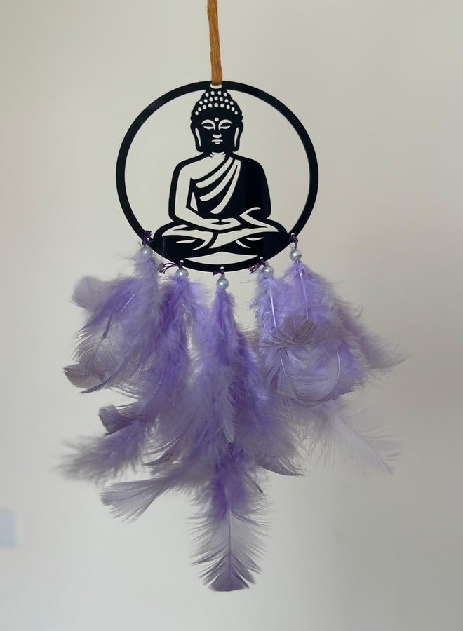 Agam Decors - 3.5” Dreamcatchers - Sitting Buddha with Lavender Feathers - Dreamcatcher for Cars | Home | Wall Hangings | Home Décor | Handmade Dreamcatcher for Bedroom | Balcony - Image 4