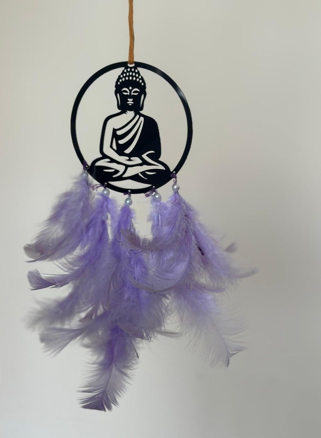 Agam Decors - 3.5” Dreamcatchers - Sitting Buddha with Lavender Feathers - Dreamcatcher for Cars | Home | Wall Hangings | Home Décor | Handmade Dreamcatcher for Bedroom | Balcony - Image 3