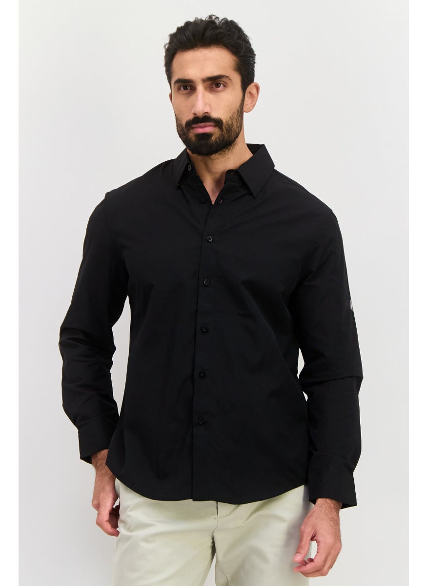 English Laundry Men Regular Fit Solid Long Sleeve Dress Shirt, Black  - Image 1