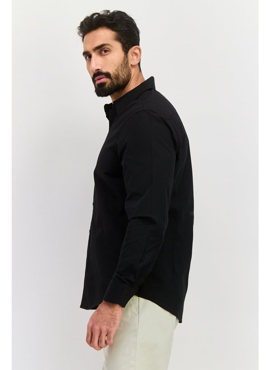 English Laundry Men Regular Fit Solid Long Sleeve Dress Shirt, Black  - Image 4