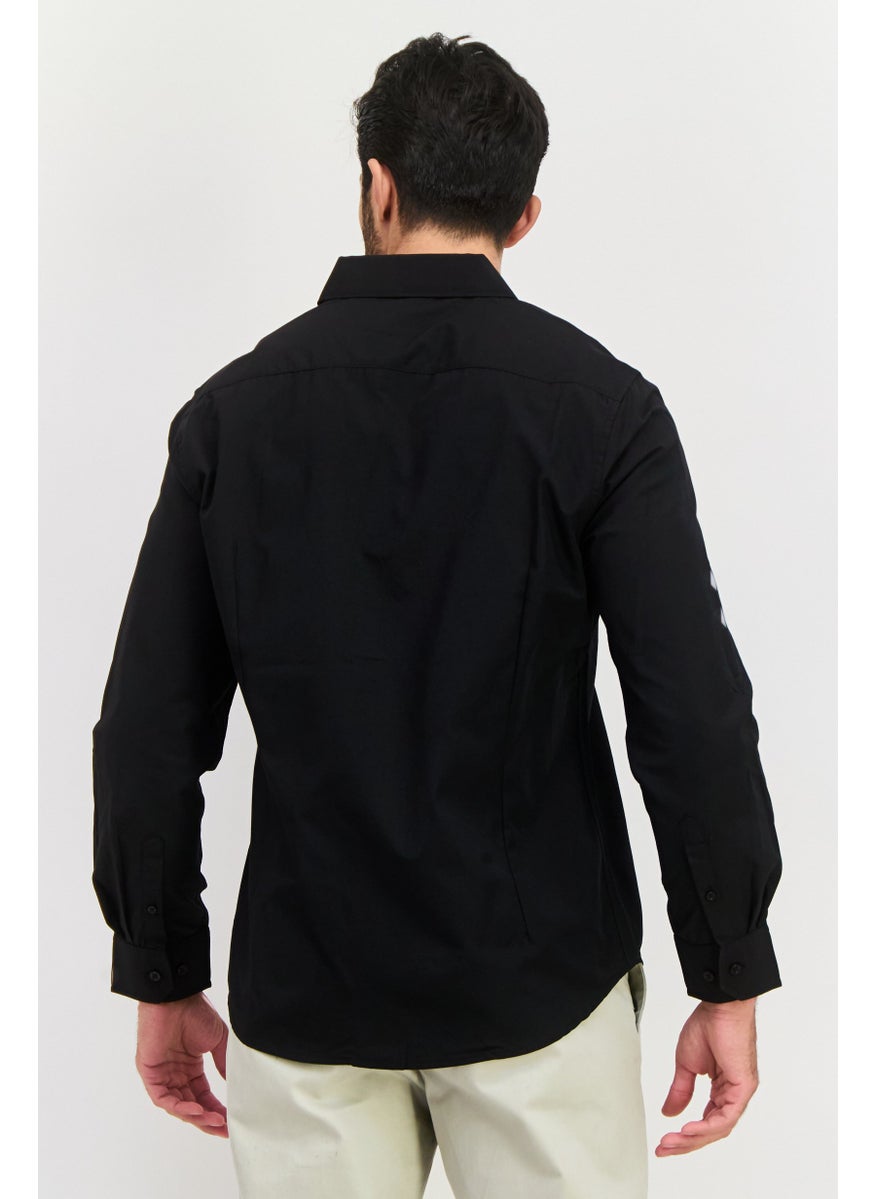 English Laundry Men Regular Fit Solid Long Sleeve Dress Shirt, Black  - Image 2