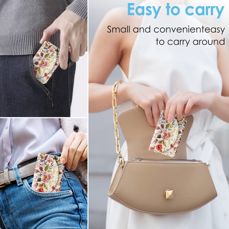 xiviers Business Card Holderï¼ŒPU Leather Business Card Case Color Printing Pattern Card Holder Walletï¼ŒPockets Magnetic Credit Card Holders for Men and Womenï¼ŒVintage Flowers - Image 5