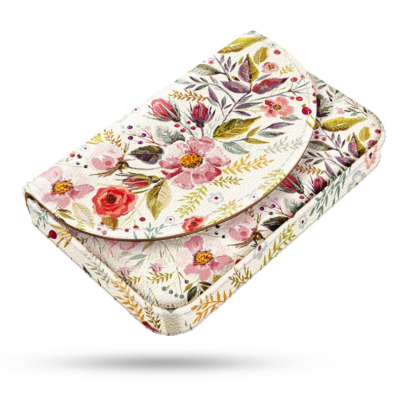 xiviers Business Card Holderï¼ŒPU Leather Business Card Case Color Printing Pattern Card Holder Walletï¼ŒPockets Magnetic Credit Card Holders for Men and Womenï¼ŒVintage Flowers - Image 1