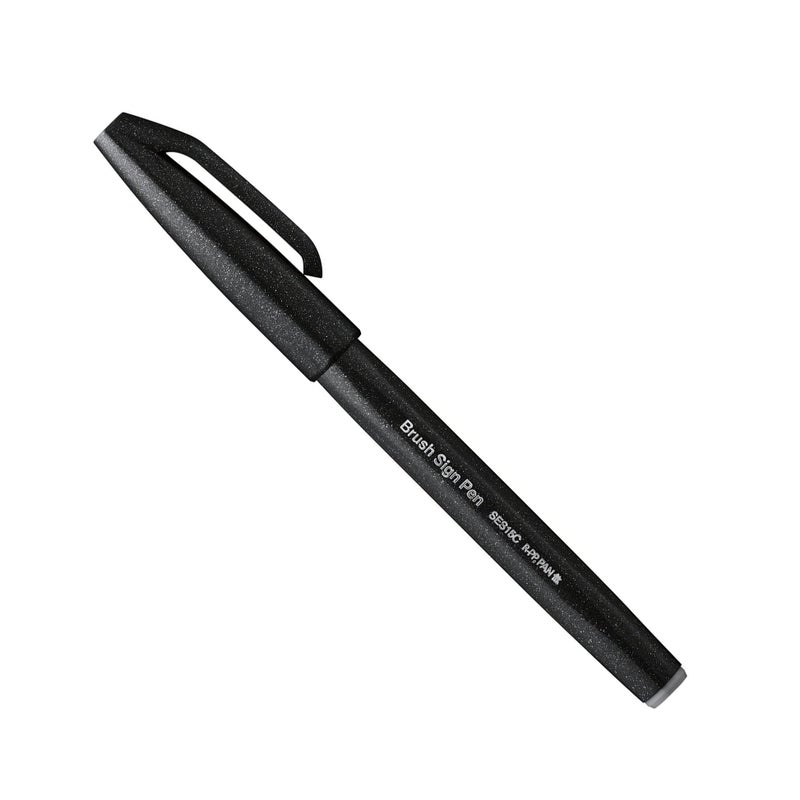 Pentel Fude Touch Sign Pen, Black, Felt Pen Like Brush Stroke (SES15C-A) - Image 2
