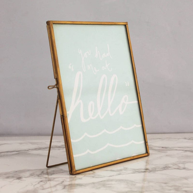 ARTINCO ARTINCO Art India Collections Table Top Glass Brass Photo Frame for Table Decoration Desk 8x10  - Image 2