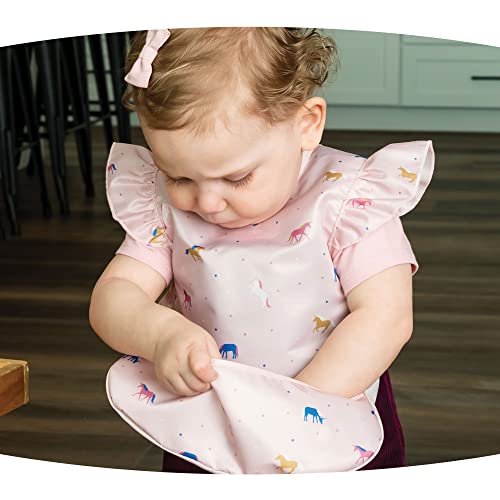Tiny Twinkle Short Sleeve Apron Baby & Toddler Bib for Girls – Waterproof, Mess-Proof Bibs for Eating & Feeding, Machine Washable,Perfect Holiday Gift (Unicorn Confetti, 6–24M) - Image 2