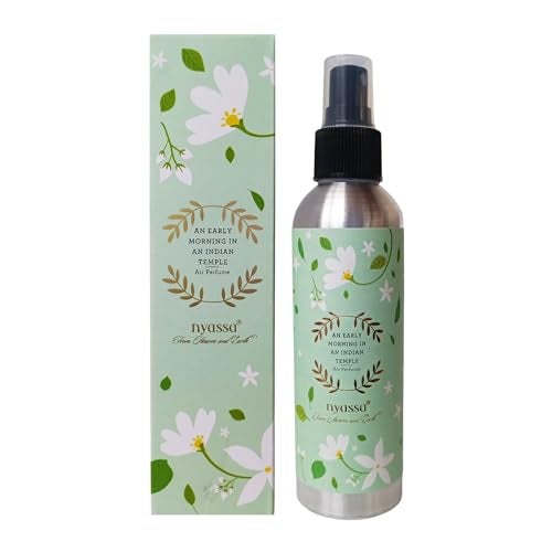 Nyassa Early Morning at an Indian Temple Air Perfume 180ml – Water-Based Mogra Room Spray, Long-Lasting Odour Eliminator for Home, Car, Hotel, Toilet & Office, Floral Fragrance, Alcohol & Paraben-Free - Image 1