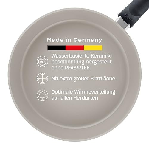 Fissler Ceratal Comfort Ceramic 8 Inch Non-Stick Frying Pan, Warm Grey, Made without PFAS - Image 1