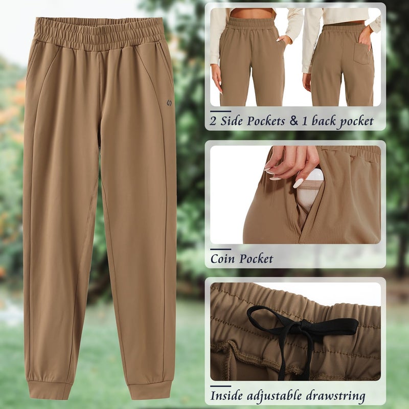 HOdo 32"/34"/36" Inseam Womens Tall Sweatpants Fleece Lined Long Joggers Workout Pants with Pockets Dark Khaki - Image 5