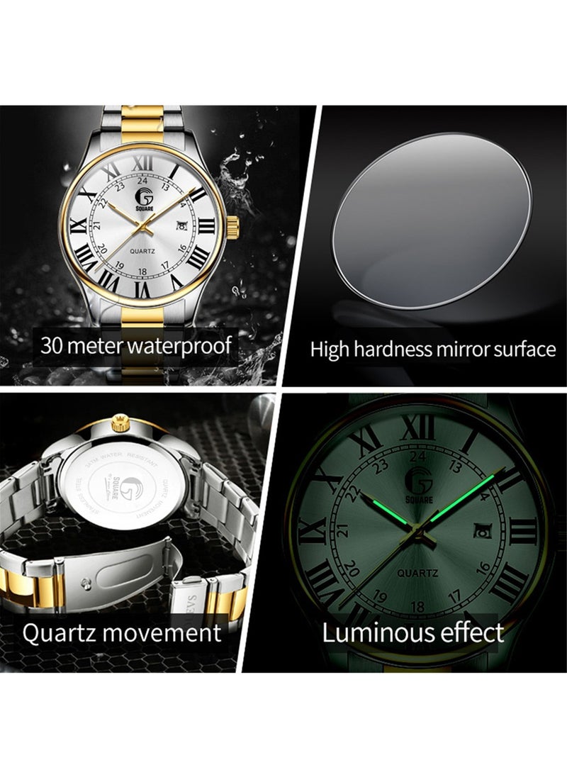 Gsquare - Men's Analog Quartz White Dial Stainless Steel Watch-2911 - Image 1