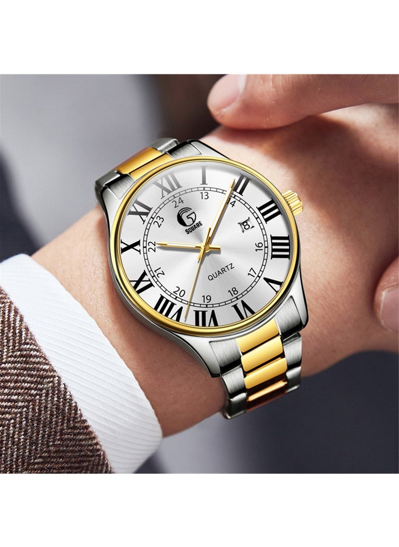 Gsquare - Men's Analog Quartz White Dial Stainless Steel Watch-2911 - Image 1