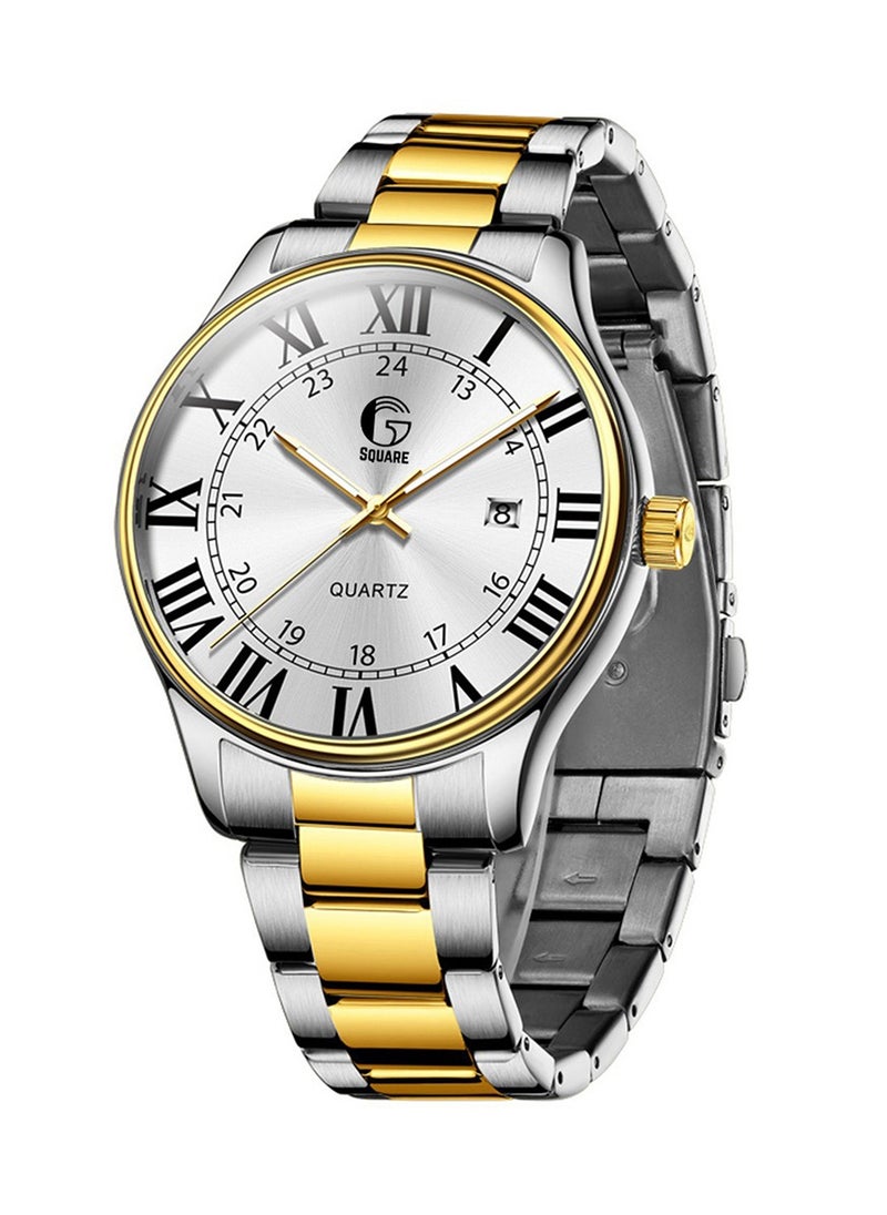 Gsquare - Men's Analog Quartz White Dial Stainless Steel Watch-2911 - Image 1