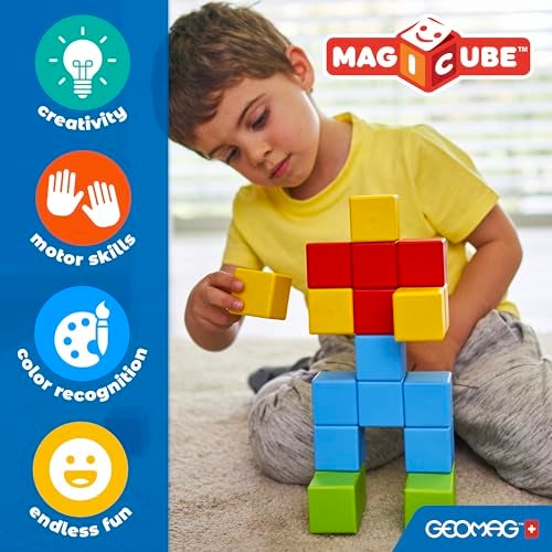 GEOMAG مكعبات جيوماغ السحرية حشرات 4 قطع مكعبات مغناطيسية لبناء مكعبات مغناطيسية للأطفال 13 لعبة مونتيسوري للأطفال بعمر سنة واحدة منتج حسّي للتوحد مغناطيسات للأطفال - Image 5