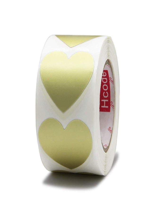 Hcode 1.5'' Color Coding Dot Labels Metalic Gold Love Heart Shape Natural Paper Adhesive Label 500 Stickers per Roll (Heart, Metallic Gold)