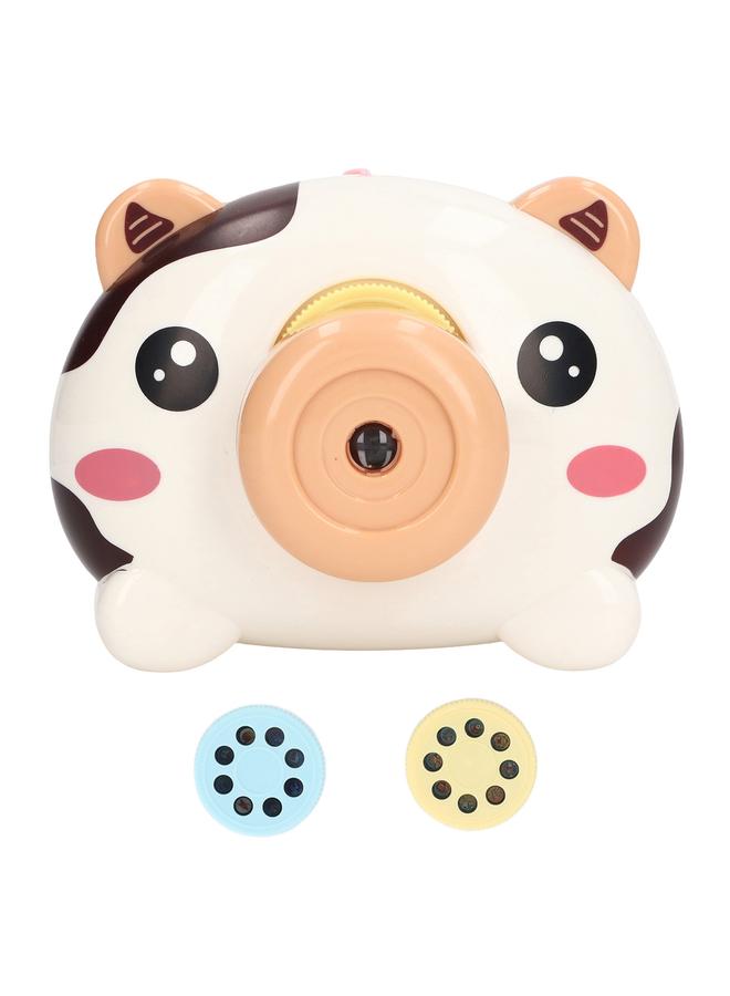 NIBEMINENT Kids Pretend Camera Toy Educational Sound Light Simulation Projection with Viewfinder Image for Boys Girls Cow  - Image 1