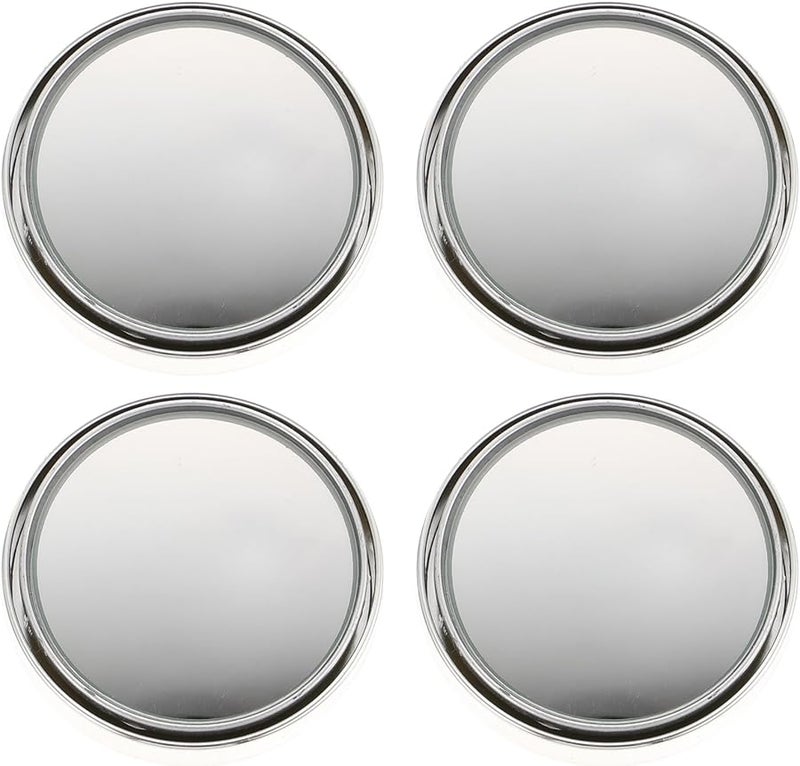 360 Degree Rotatable Push Button Blind Spot Mirrors 2 Pairs Silver Frame Wide Angle Rearview - Image 1