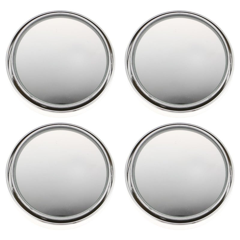 360 Degree Rotatable Push Button Blind Spot Mirrors 2 Pairs Silver Frame Wide Angle Rearview - Image 2
