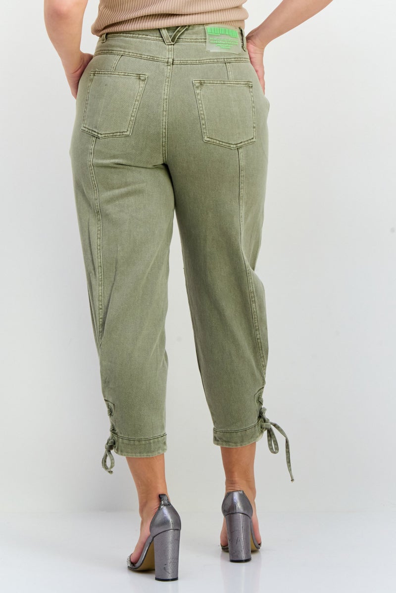 ONLY Women Regular Fit Solid No Stretch Jeans, Light Olive - Image 3