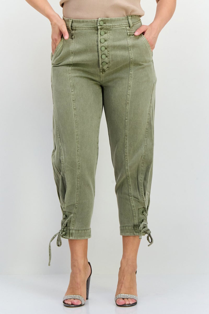 ONLY Women Regular Fit Solid No Stretch Jeans, Light Olive - Image 1