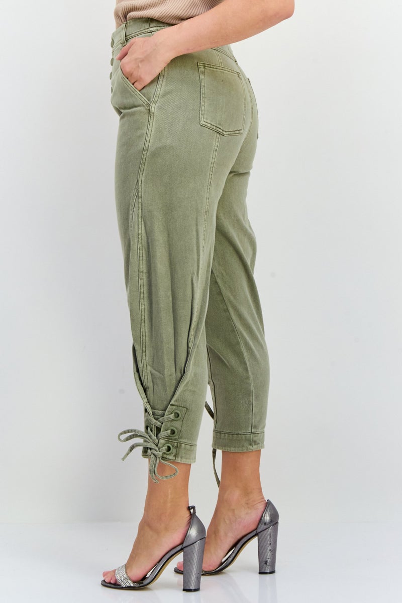 ONLY Women Regular Fit Solid No Stretch Jeans, Light Olive - Image 2