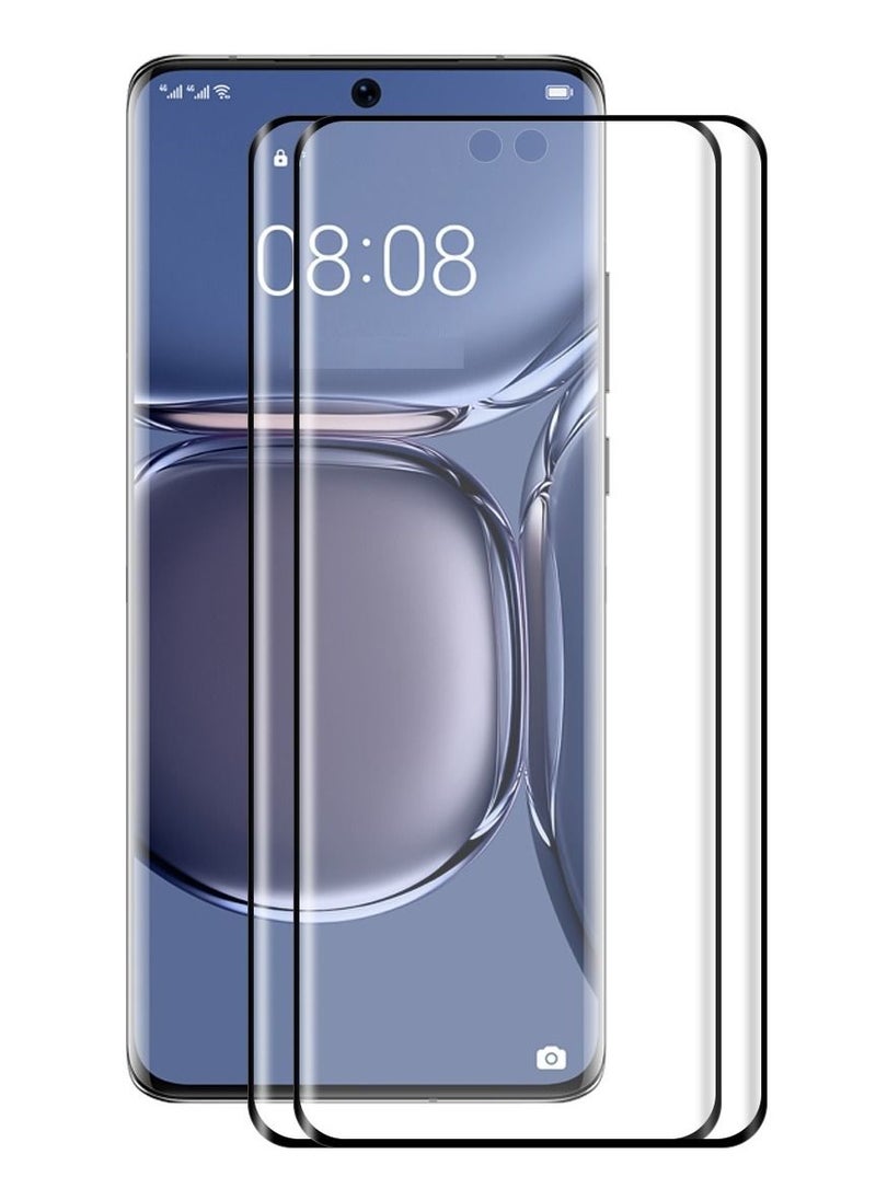 CATANES قطعتان من واقي الشاشة لهاتف Huawei P50 Pro، زجاج مقسّى منحني ثلاثي الأبعاد، شفاف عالي الدقة من الحافة إلى الحافة، تغطية كاملة 9H، غلاف ملائم للجراب، مقاس 6.6 بوصة  - Image 1