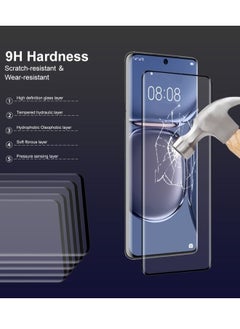 CATANES قطعتان من واقي الشاشة لهاتف Huawei P50 Pro، زجاج مقسّى منحني ثلاثي الأبعاد، شفاف عالي الدقة من الحافة إلى الحافة، تغطية كاملة 9H، غلاف ملائم للجراب، مقاس 6.6 بوصة  - Image 2