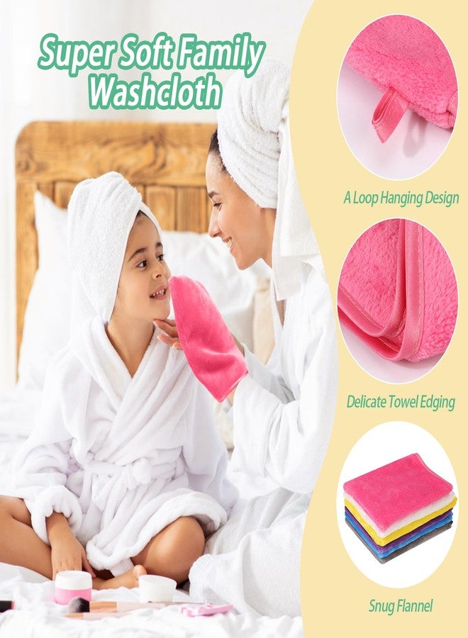 PHOGARY 6 Pack Microfiber Face Washcloths Facial Wash Mitts, 7.8"x5.1" Soft Flannel Towel for Washing Face, Reusable Makeup Remover Absorbent Easy-Dry Puffy Washcloths with Hanging Loop, Multicolor - Image 3