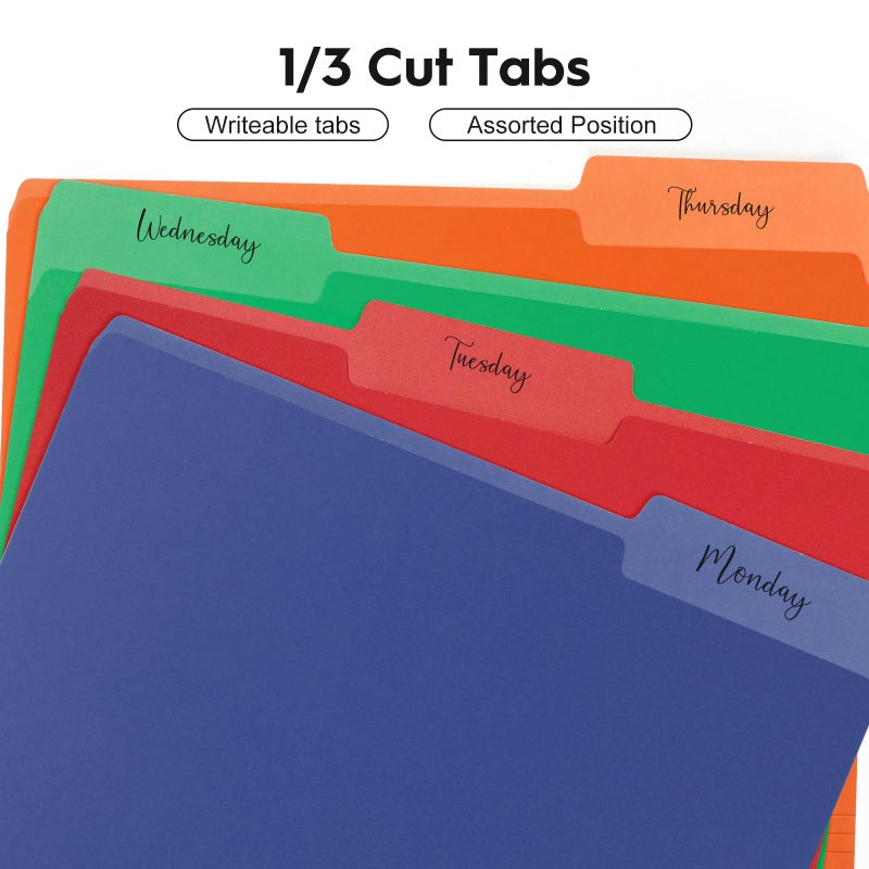 EEHZTSI 30-Pack Color File Folders, 1/3 Cut Tab, Assorted 5 Colors Letter Size Manilla Folder for School/Office/Classroom - Image 2