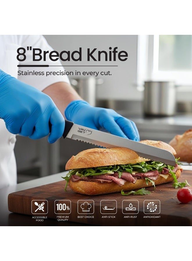 VAV GET Premium 18-Piece Black Stainless Steel Knife Set, Non-Slip Comfort Handles, Sharpened Chef Knives, Fruits & Vegetable Peeler Included, Ideal for Home & Professional Kitchen - Image 4