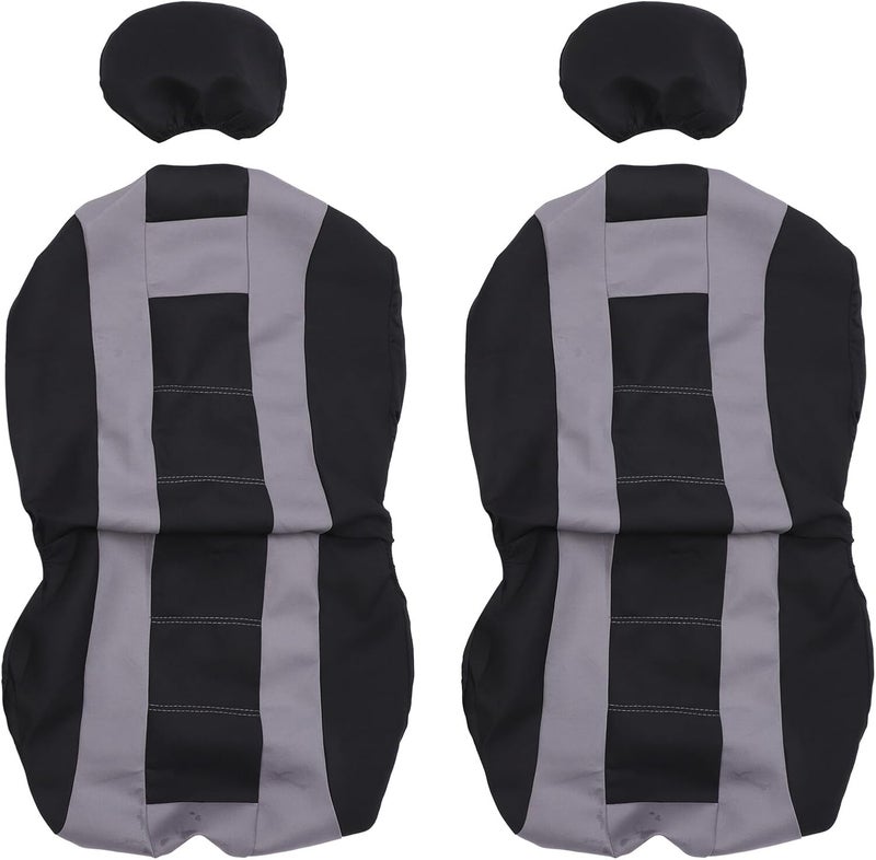 4pcs Universal Car Seat Covers Front Seats Set, Black and Gray Sturdy Fabric Car Chair Pads, Protective Automotive Interior Accessories for Sedan and SUV - Image 1
