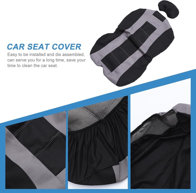 4pcs Universal Car Seat Covers Front Seats Set, Black and Gray Sturdy Fabric Car Chair Pads, Protective Automotive Interior Accessories for Sedan and SUV - Image 3