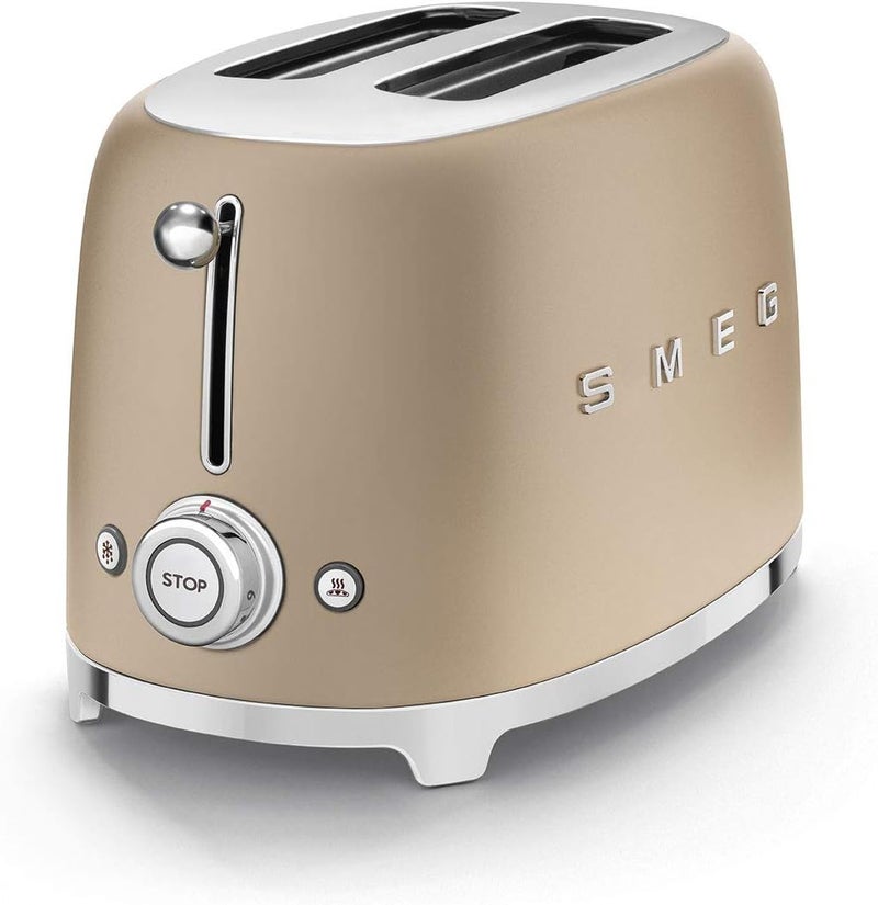 Smeg 50's Style 2-Slice Toaster in Gold Matte 950 W TSF01CHMUK Gold Matte - Image 1