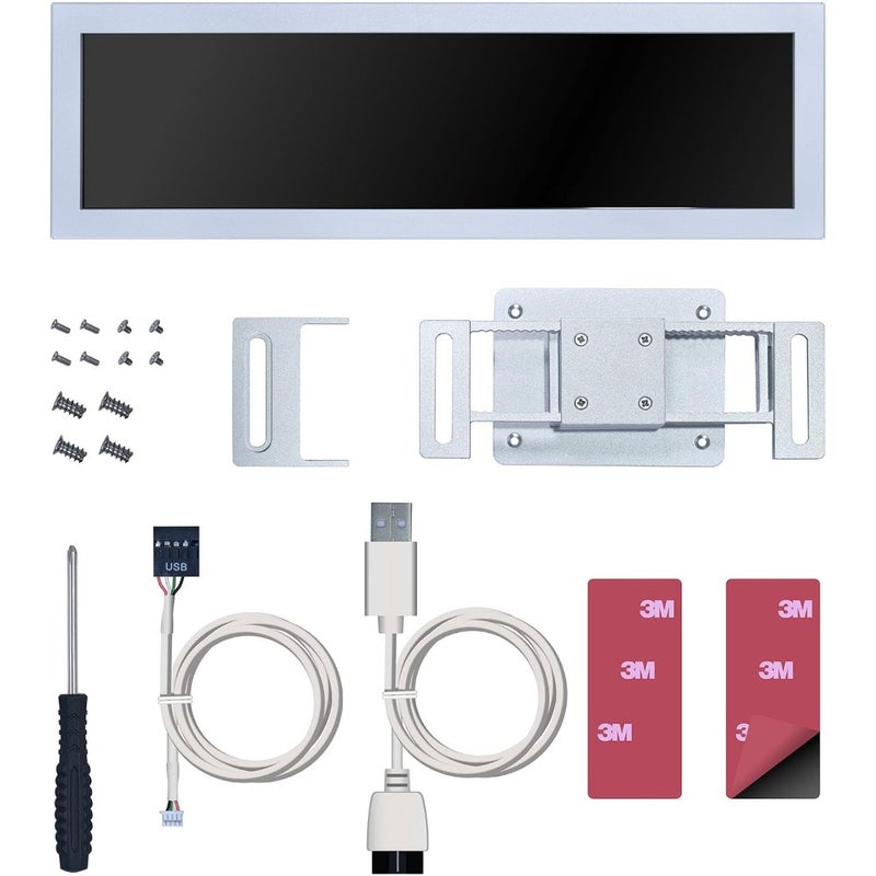 Lian Li 8.8 Universal Display for White ARGB IPS LCD 1920x480 USB Interface SM088W Home Office Gaming Setup Lightweight Aluminum Frame Plug-and-Play - Image 2