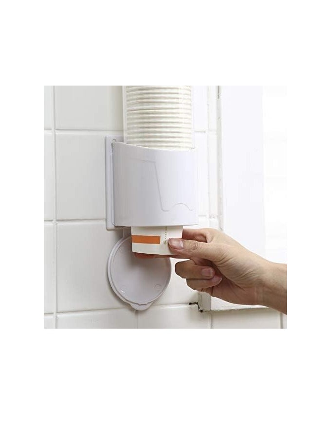 Meetion Paper Cup Dispenser Holder Disposable Cup Holder Organizer Wall Mounted Plastic Drinking Water Cup Dispenser Glass Dispenser Holder Sticker or Screw Plate Mountable, Plastic  - Image 2