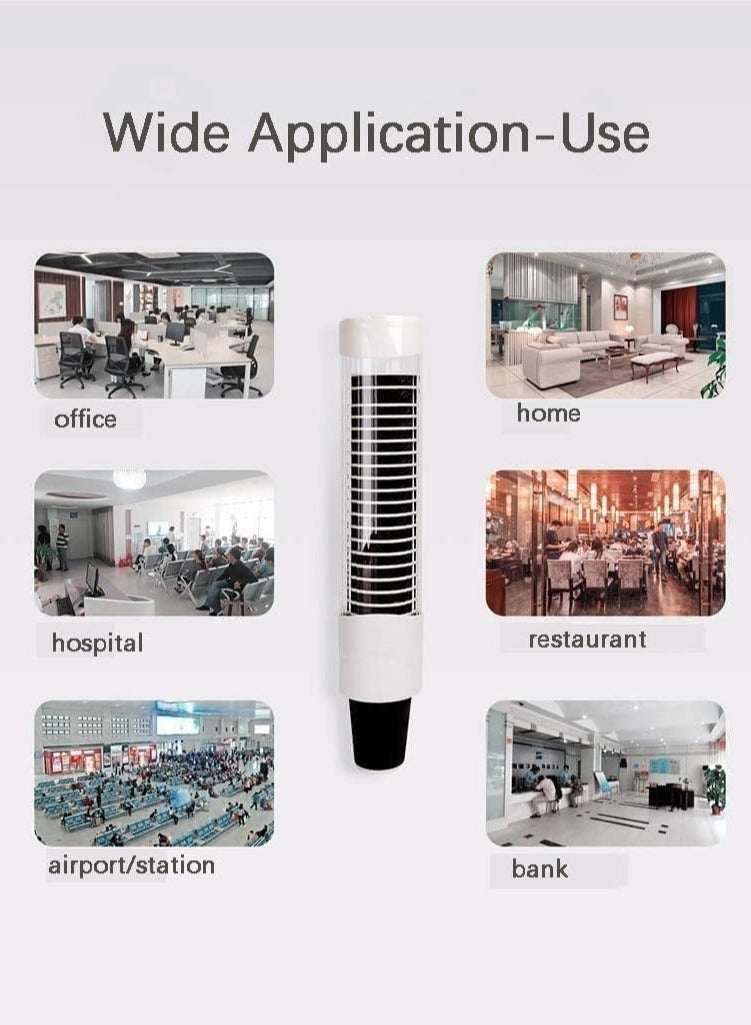 Meetion Paper Cup Dispenser Holder Disposable Cup Holder Organizer Wall Mounted Plastic Drinking Water Cup Dispenser Glass Dispenser Holder Sticker or Screw Plate Mountable, Plastic  - Image 5