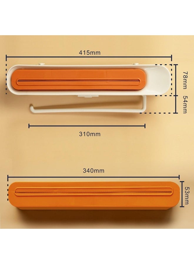 HuHa TM21006 3-In-1 Fresh Film Cutter Kitchen Garbage Bag Storage Racks Plastic Wrap Storage Rack(Orange) - Image 3