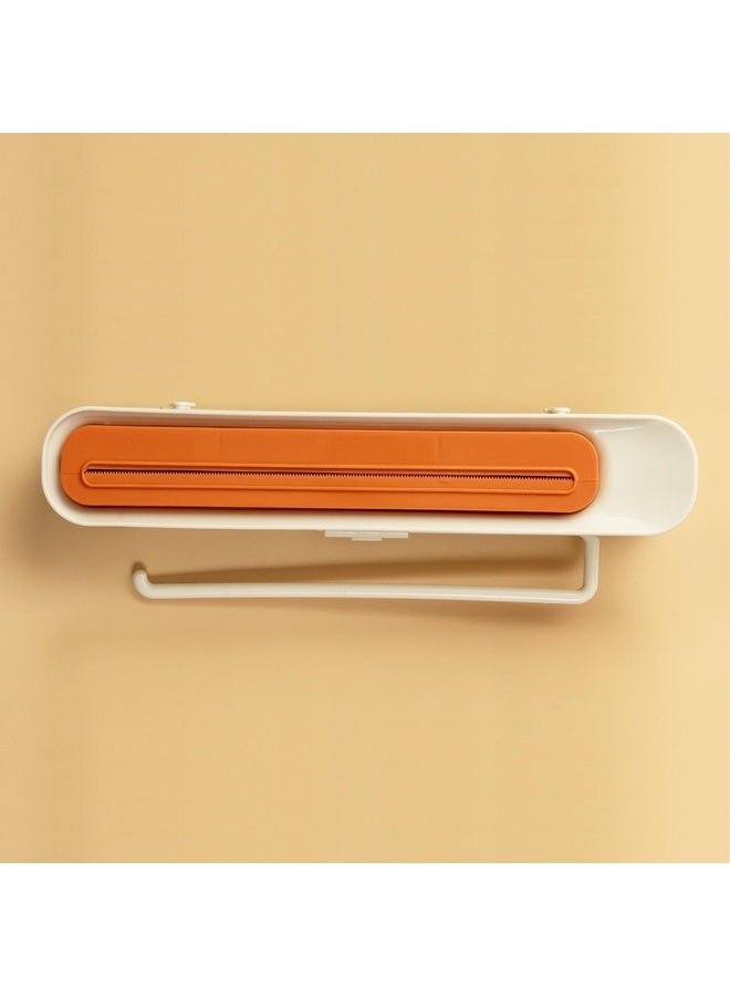 HuHa TM21006 3-In-1 Fresh Film Cutter Kitchen Garbage Bag Storage Racks Plastic Wrap Storage Rack(Orange) - Image 1