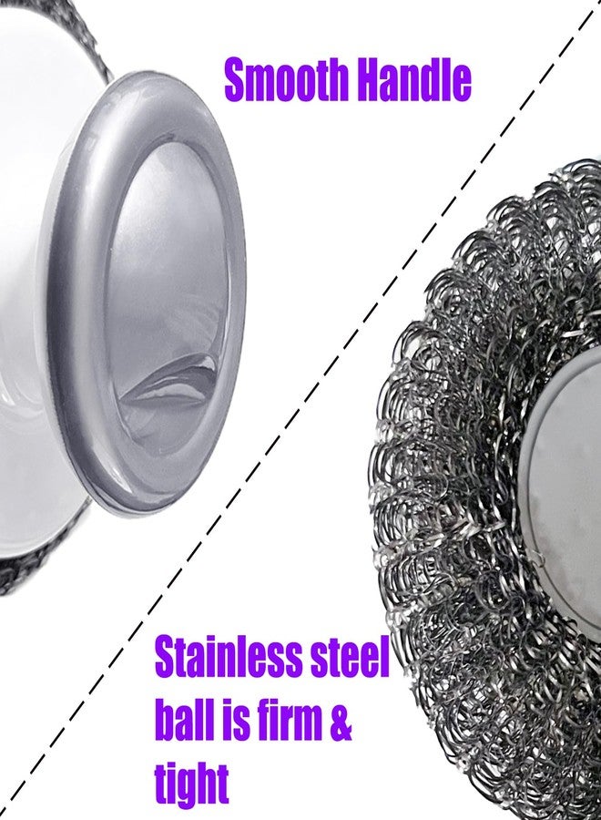 Shineyid Stainless Steel Wool Scrubber with Handle, Heavy Duty Dish Scrubber, Steel Brush for Cleaning Pots, Pans, Grills, Sink (4 Pack) - Image 3