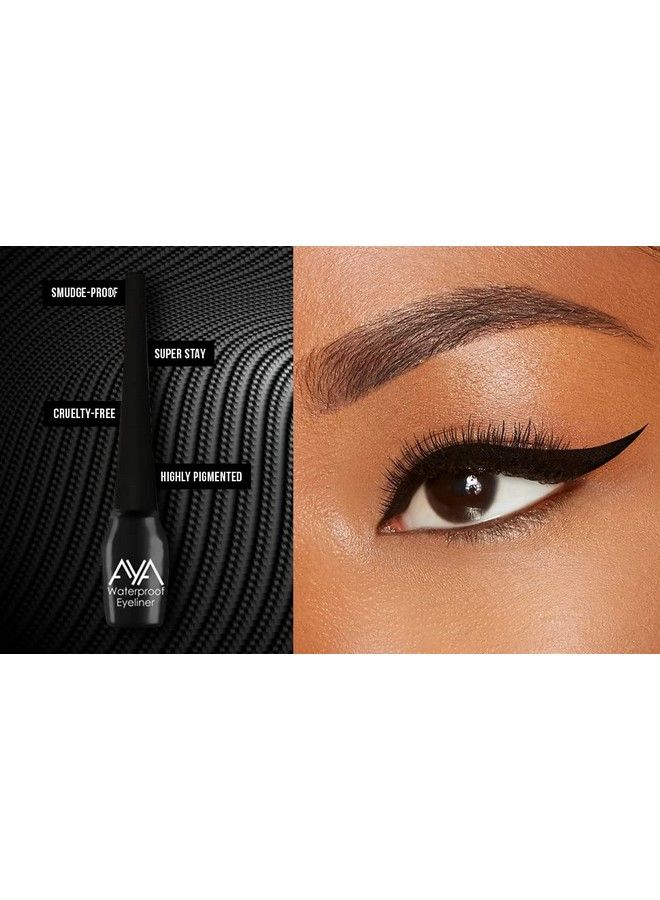 AYA Waterproof & Long Lasting Eyeliner Set Of 6 (Black Blue Brown Green Silver Golden) - Image 5