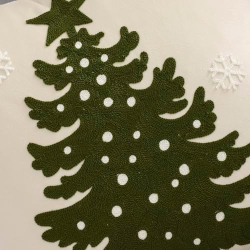 LUOYEHK Christmas Pillow Covers 18x18 Set of 2 Christmas Tree with Snowflakes Decorative Beige Pillow Cases Winter Holiday Velvet Embroidered Cushion Covers for Couch Sofa Bed - Image 5
