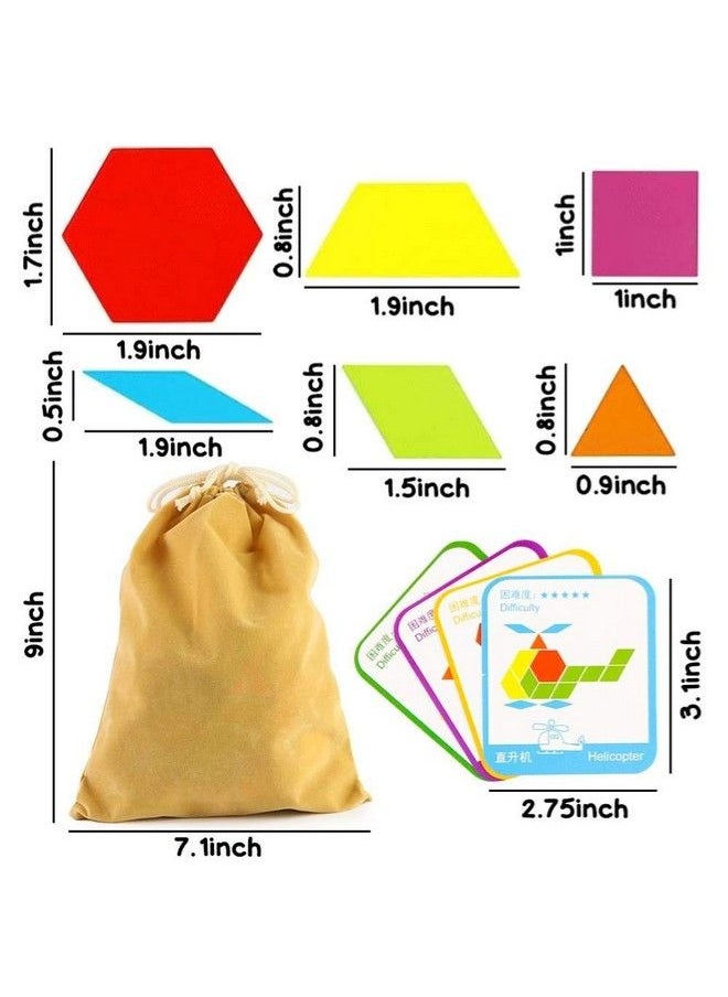 LovesTown 209 Pcs Wooden Pattern Blocks Geometric Shapes Blocks Pattern Blocks With Cards Tangram Puzzles For Kids Educational Tangram Toys  - Image 3