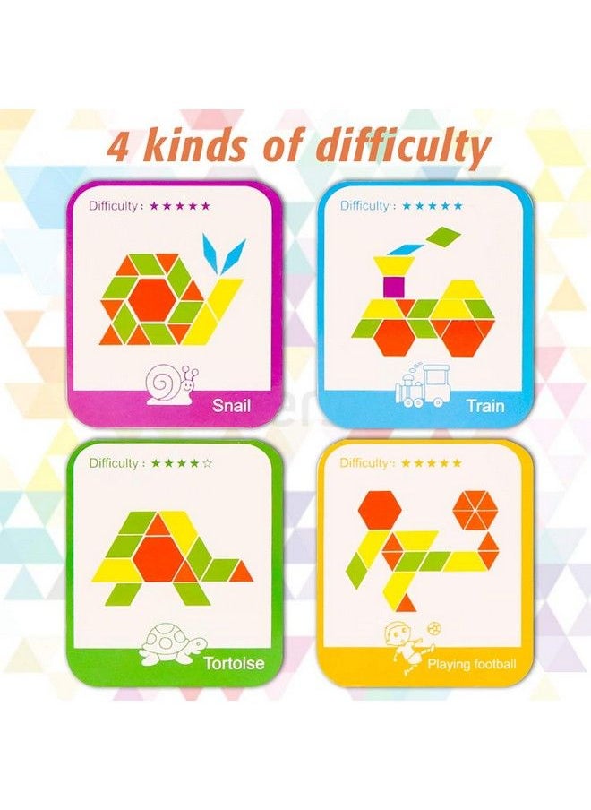 LovesTown 209 Pcs Wooden Pattern Blocks Geometric Shapes Blocks Pattern Blocks With Cards Tangram Puzzles For Kids Educational Tangram Toys  - Image 5