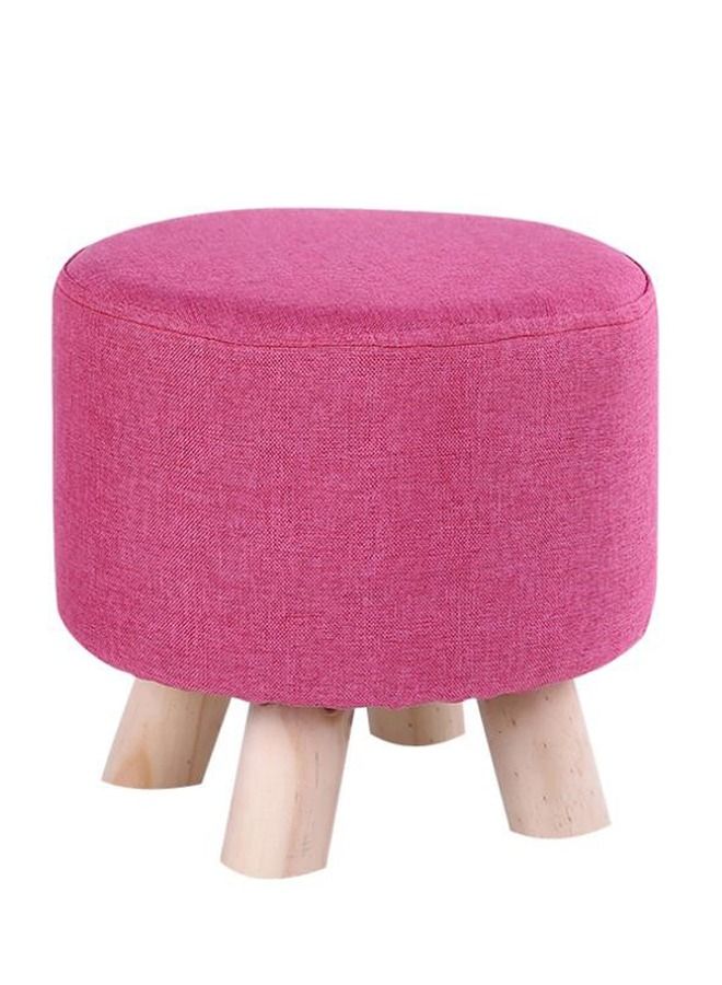 LINGWEI Ottoman Upholstered Pouffe Round Footrest Change Shoe Solid Wooden Stool Fabric Padded Seat Removable Linen Cover Design For Body Support Durable Comfortable Footstool Pouffes Chair(Pink) - Image 1